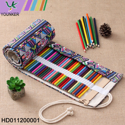 Custom Retro Style Canvas Roll Packing Drawing Colored Pencil &nbsp;36/48/72 Colors For Student.