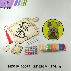 3D Wood Board Girl DIY Snow Clay Painting Pearl Clay Painting With Wooden Base Kids Craft Kits.