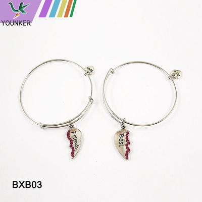 Adjustable expandable fashion Plating Silver zinc alloy charm bracelet bangle for woman.