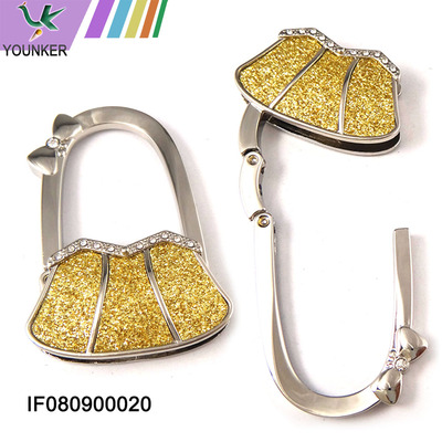 Custom Bag Shaped ZInc Alloy Enamel Table Top Folding Purse Hook Handbag Holder Bag Hanger.