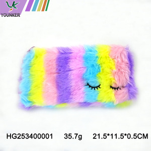 Soft Tie-dye Plush Cute Unicorn  Pencil  Pouch For Girls Stuffed Fluffy Pen Bag Coin Purse.