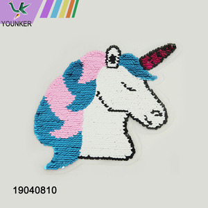 New Custom Fashion Patches Selling Unicorn Applique Sew on Animal Sequin Patches.