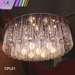 Customization Modern Round Crystal Ceiling Lamp Rain Drop Crystal Lamp LED Chandelier Lights.