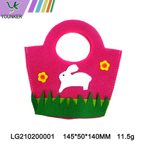 Custom Easter Kids Candy Handbags Bunny Shaped Easter Felt Handbags Tote Bag For Kids Gift Bag.