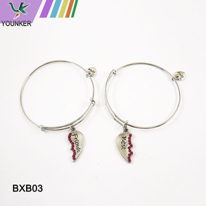 Adjustable expandable fashion Plating Silver zinc alloy charm bracelet bangle for woman.