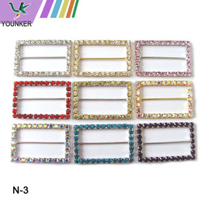 Rectangle Zinc Alloy Accessories Rhinestone Buckle Connector Slide Buckle For Clothes and Bags.