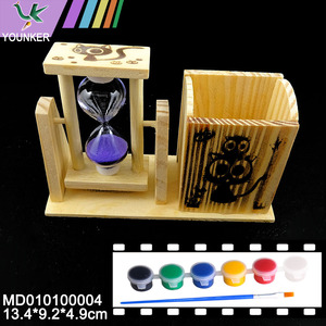 Wooden Pen Container and Sand Clock Crafting DIY Painting Kids Craft Kits.