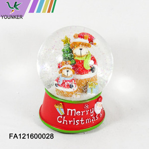 Xmas New Year Crystal Ball with Light Snow flakes Christmas Snow Globe Glass Music Box.