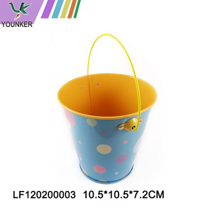 Customized Colorful Printing Easter Metal Tin Candy Bucket For Kids.