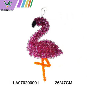 3D Plastic Flamingo Tinsel Easter Ornament Wall Decorations Easter Craft Supplies.