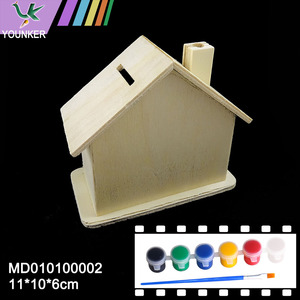 Wooden Small House Shaped Piggy Bank Crafting DIY Painting Kids Craft Kits Home Decor Perfect Gift.
