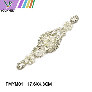 Rhinestone Applique Patch Sew On Or Iron on For Wedding Gown Bridal Sash Evening Wear Patch.